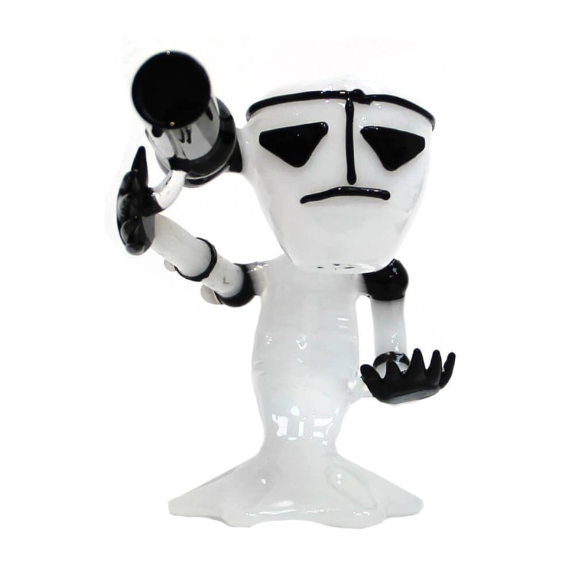 White Bazooka Alien Glass Bong 15cm