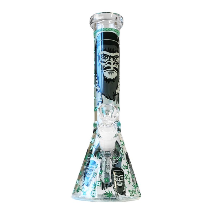 Glow in the Dark Green Gorilla Triple Thick Glass Bong 25cm