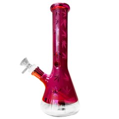 Weed Leaves Glass Bong Purple 25cm