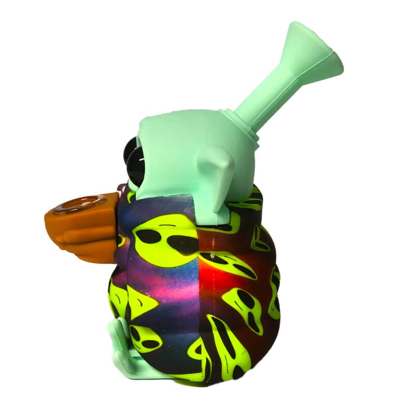 Alien Smiley Silicone Bong with Removable Pieces (13 cm)