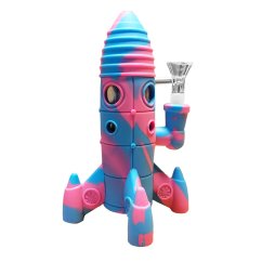 Silicone Rocket Bong Pink with Glowing LED Lights (20 cm)