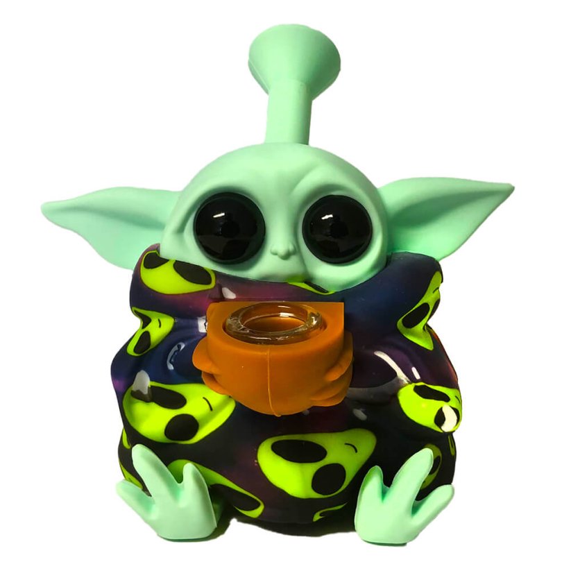 Alien Smiley Silicone Bong with Removable Pieces (13 cm)