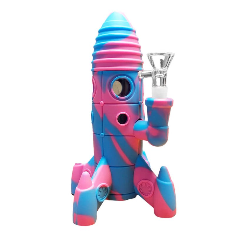 Silicone Rocket Bong Pink with Glowing LED Lights (20 cm)