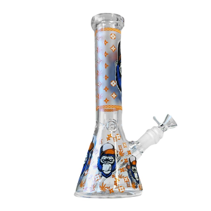 Glow in the Dark Orange Gorilla Triple Thick Glass Bong 25cm